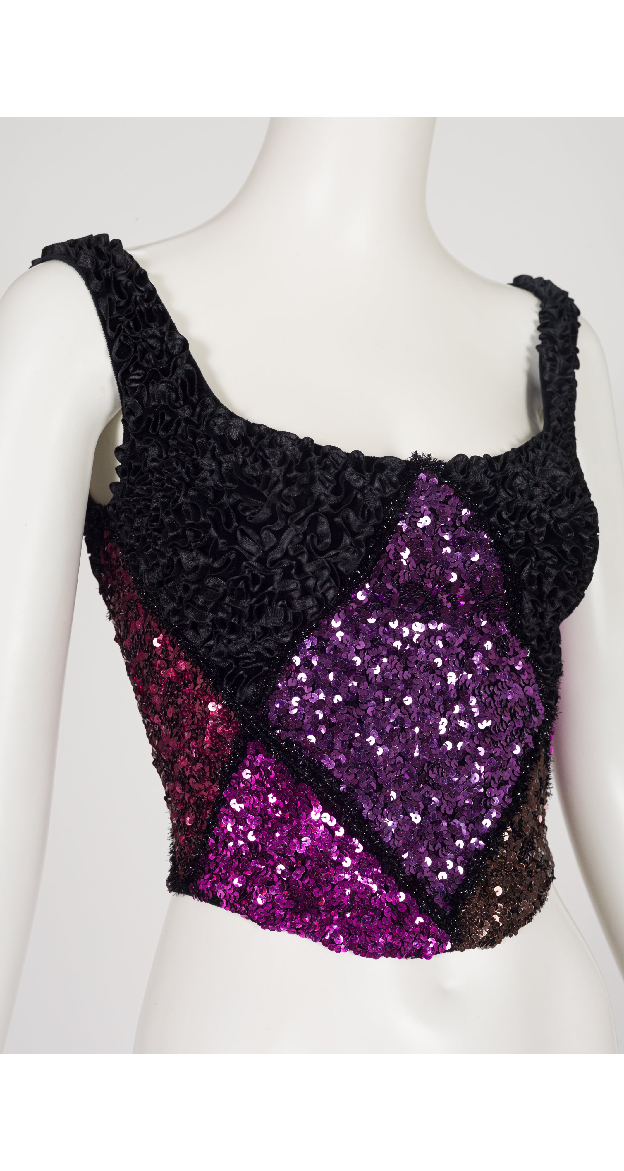 1992-93 F/W Harlequin Sequin & Ribbon Bustier Top
