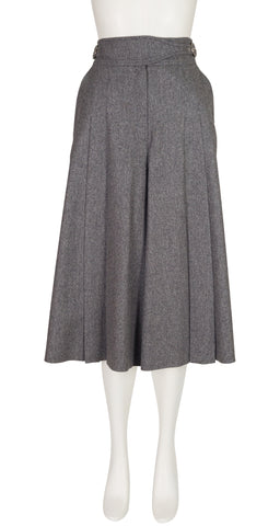 1980s Gray Wool Pleated High-Waisted Culottes