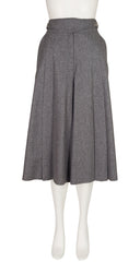 1980s Gray Wool Pleated High-Waisted Culottes
