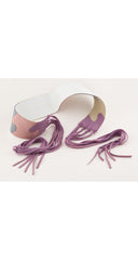 1970s Pastel Suede Puzzle Piece Fringe Tie Belt