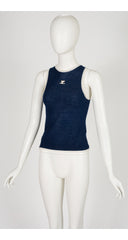 1970s Logo Navy Knit Sleeveless Top