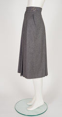 1980s Gray Wool Pleated High-Waisted Culottes
