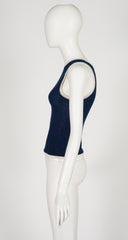 1970s Logo Navy Knit Sleeveless Top
