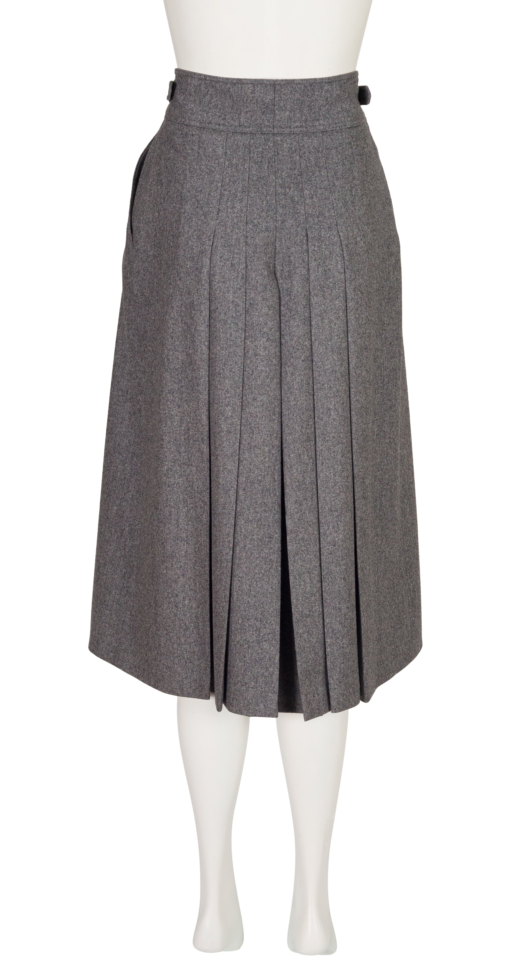 1980s Gray Wool Pleated High-Waisted Culottes