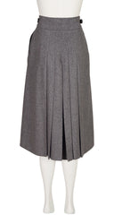 1980s Gray Wool Pleated High-Waisted Culottes