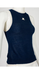 1970s Logo Navy Knit Sleeveless Top