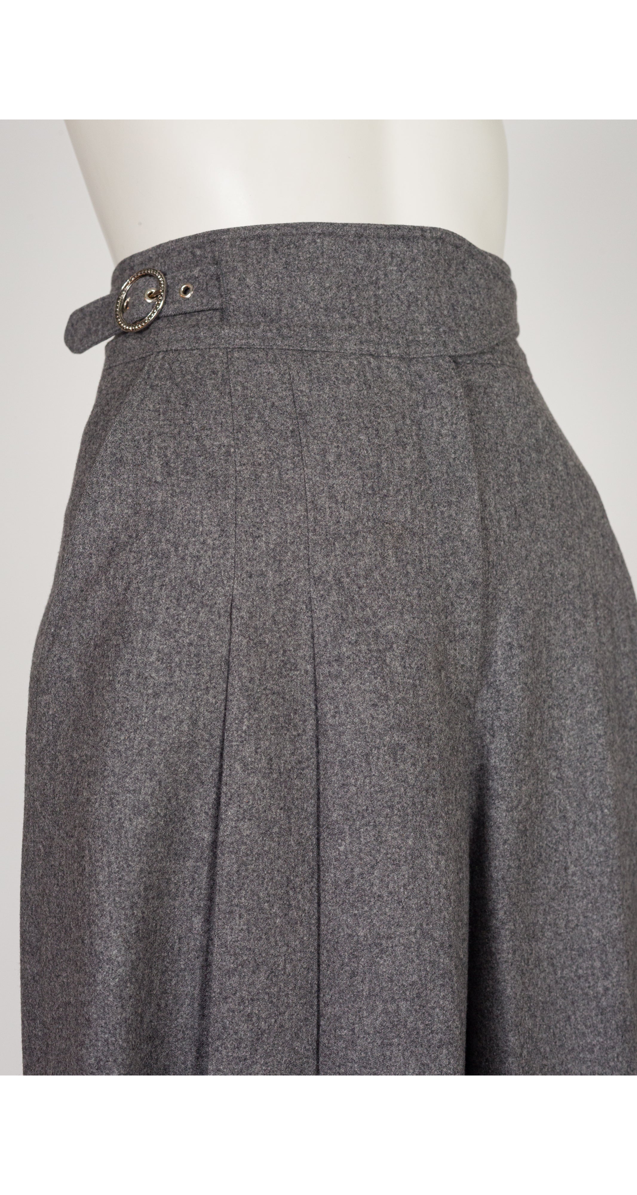 1980s Gray Wool Pleated High-Waisted Culottes
