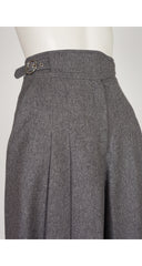 1980s Gray Wool Pleated High-Waisted Culottes