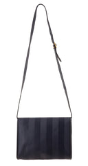 1980s Navy Pequin Stripe Vinyl Canvas Crossbody Bag