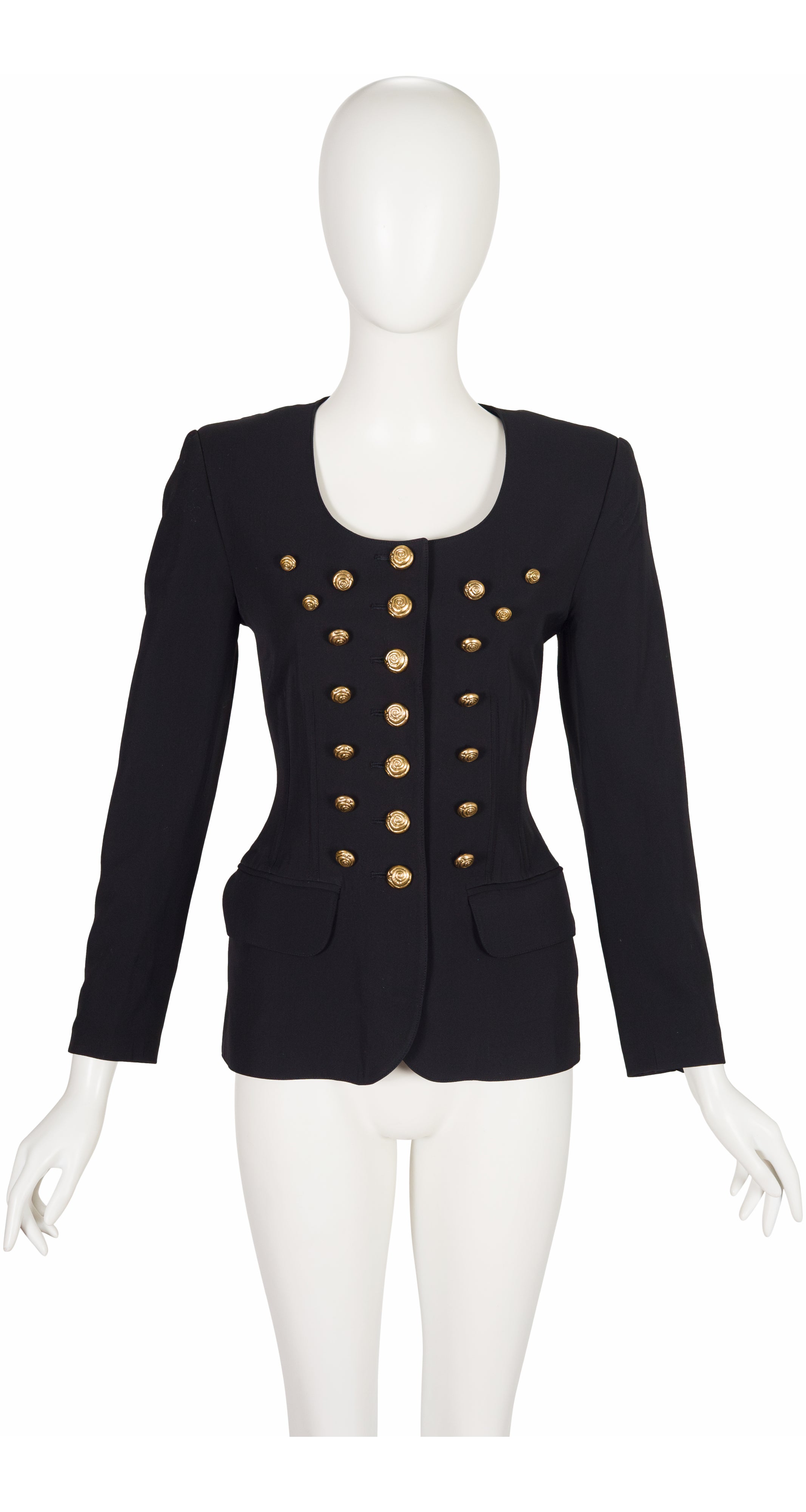 Lolita Lempicka 1989 S/S Black Wool Gabardine Lace-Up Back Jacket