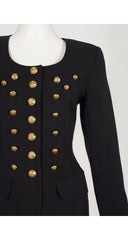 1989 S/S Black Wool Gabardine Lace-Up Back Jacket