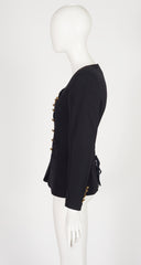 1989 S/S Black Wool Gabardine Lace-Up Back Jacket