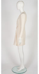 1990s Cream Silk Faux Wrap Dress