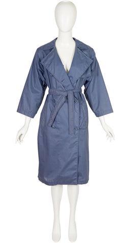 1970s Slate Blue Double-Breasted Trench Coat