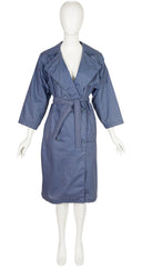 1970s Slate Blue Double-Breasted Trench Coat