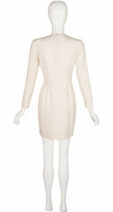 1990s Cream Silk Faux Wrap Dress