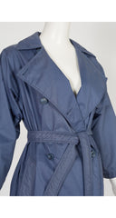 1970s Slate Blue Double-Breasted Trench Coat