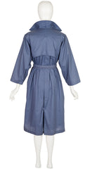 1970s Slate Blue Double-Breasted Trench Coat