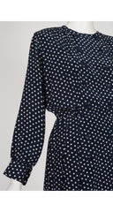 1984 S/S Polka Dot Navy Silk Double-Breasted Dress