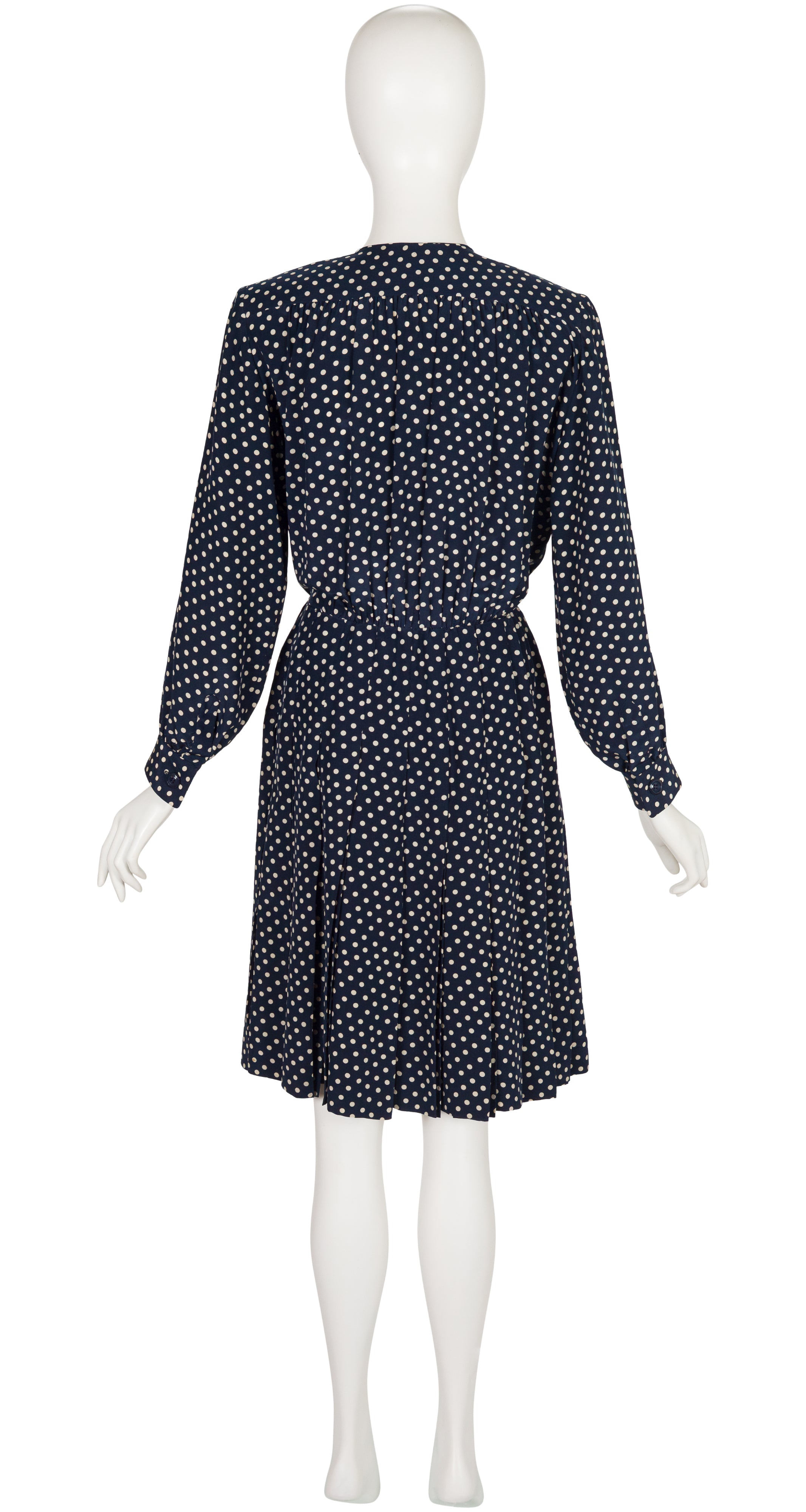 1984 S/S Polka Dot Navy Silk Double-Breasted Dress