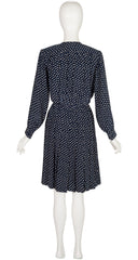 1984 S/S Polka Dot Navy Silk Double-Breasted Dress