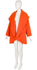 1990s Orange Wool Shawl Hood Swing Coat