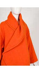 1990s Orange Wool Shawl Hood Swing Coat