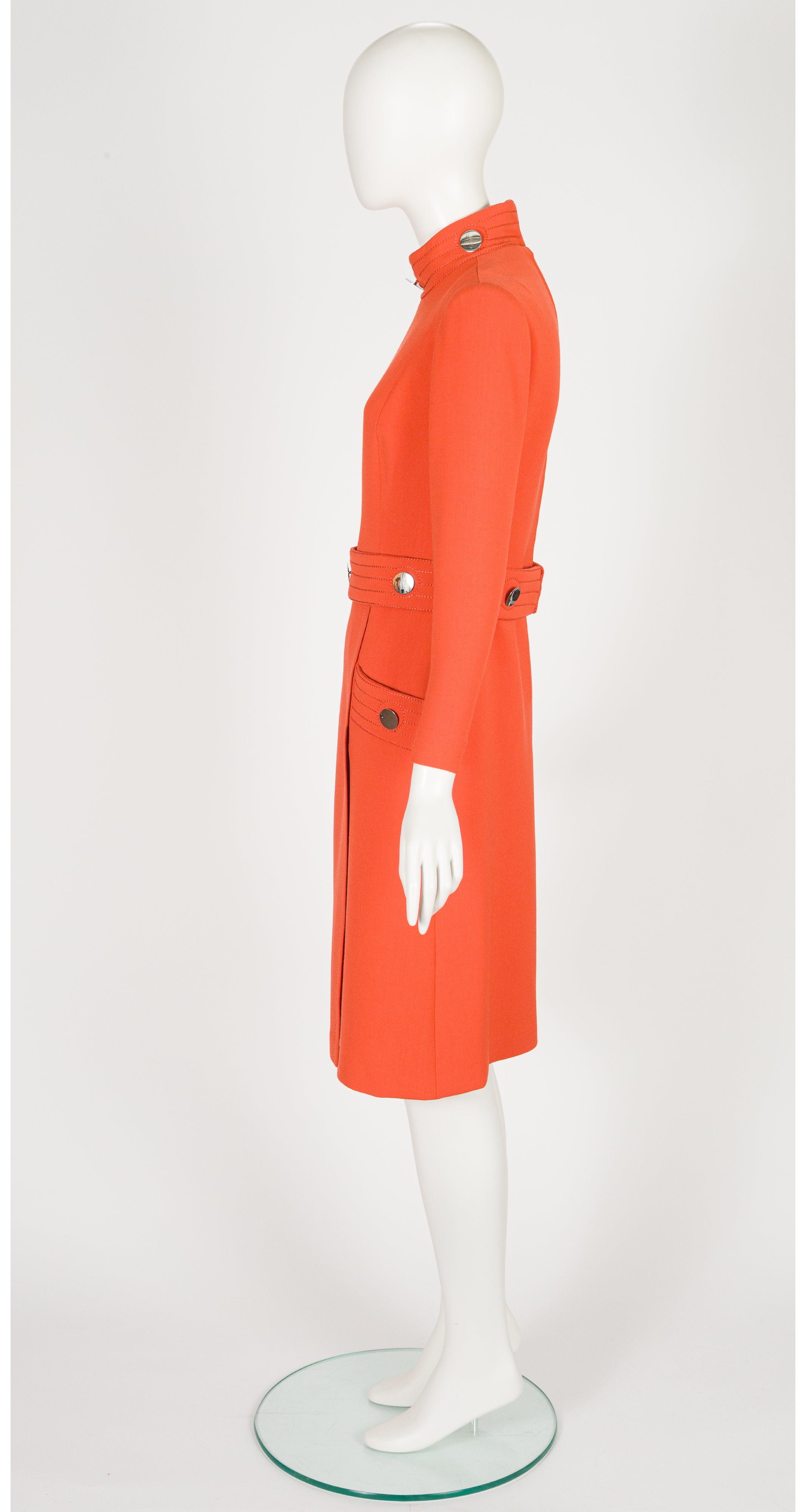 1960s Space Age Orange Wool Mock Neck Dress