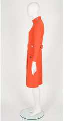 1960s Space Age Orange Wool Mock Neck Dress