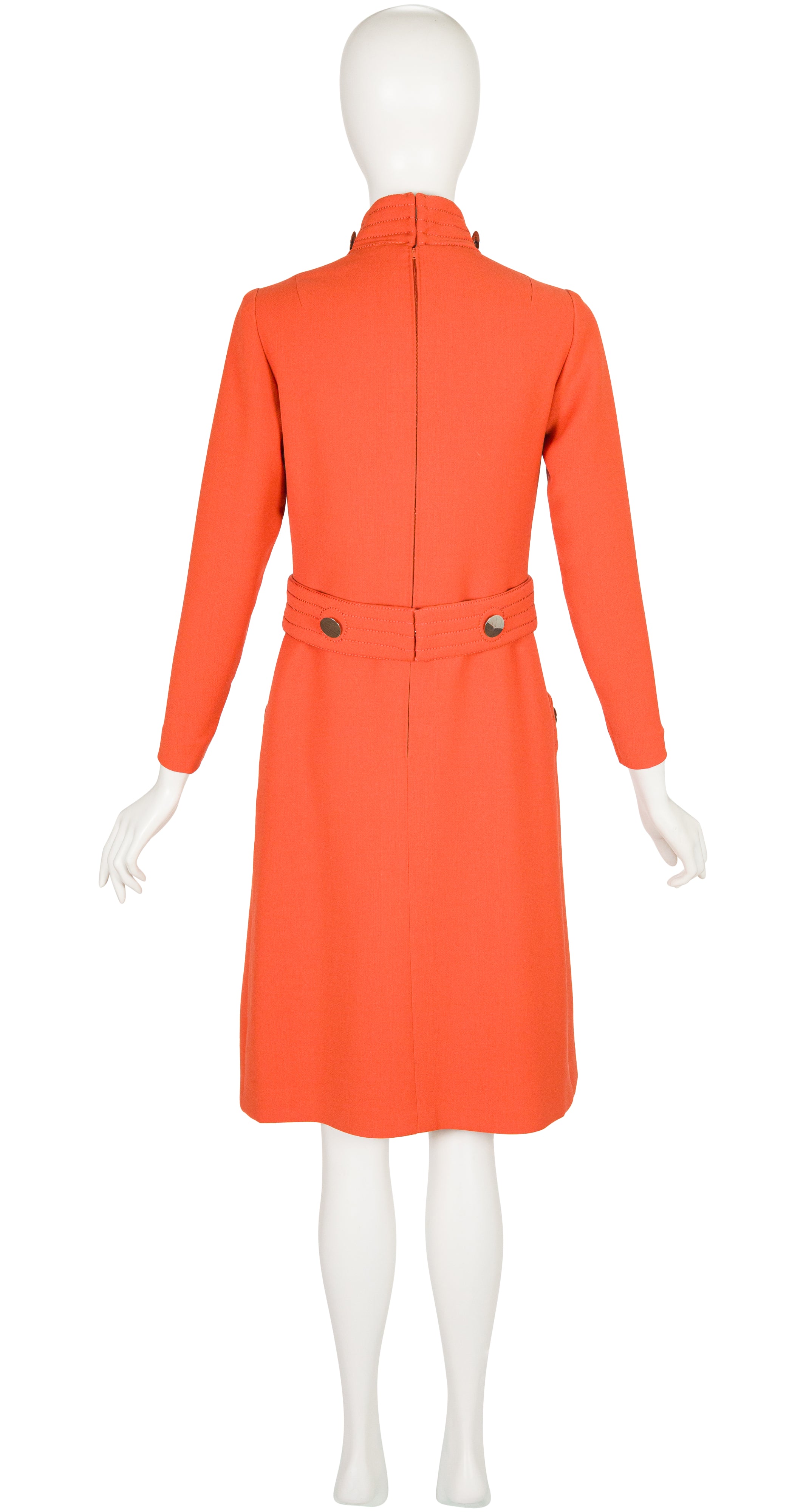 1960s Space Age Orange Wool Mock Neck Dress