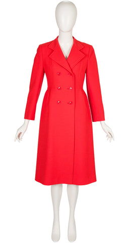 1970s Vermilion Red Wool Double-Breasted Coat