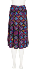 1970s Geometric Print Wool Challis Pleated Skirt