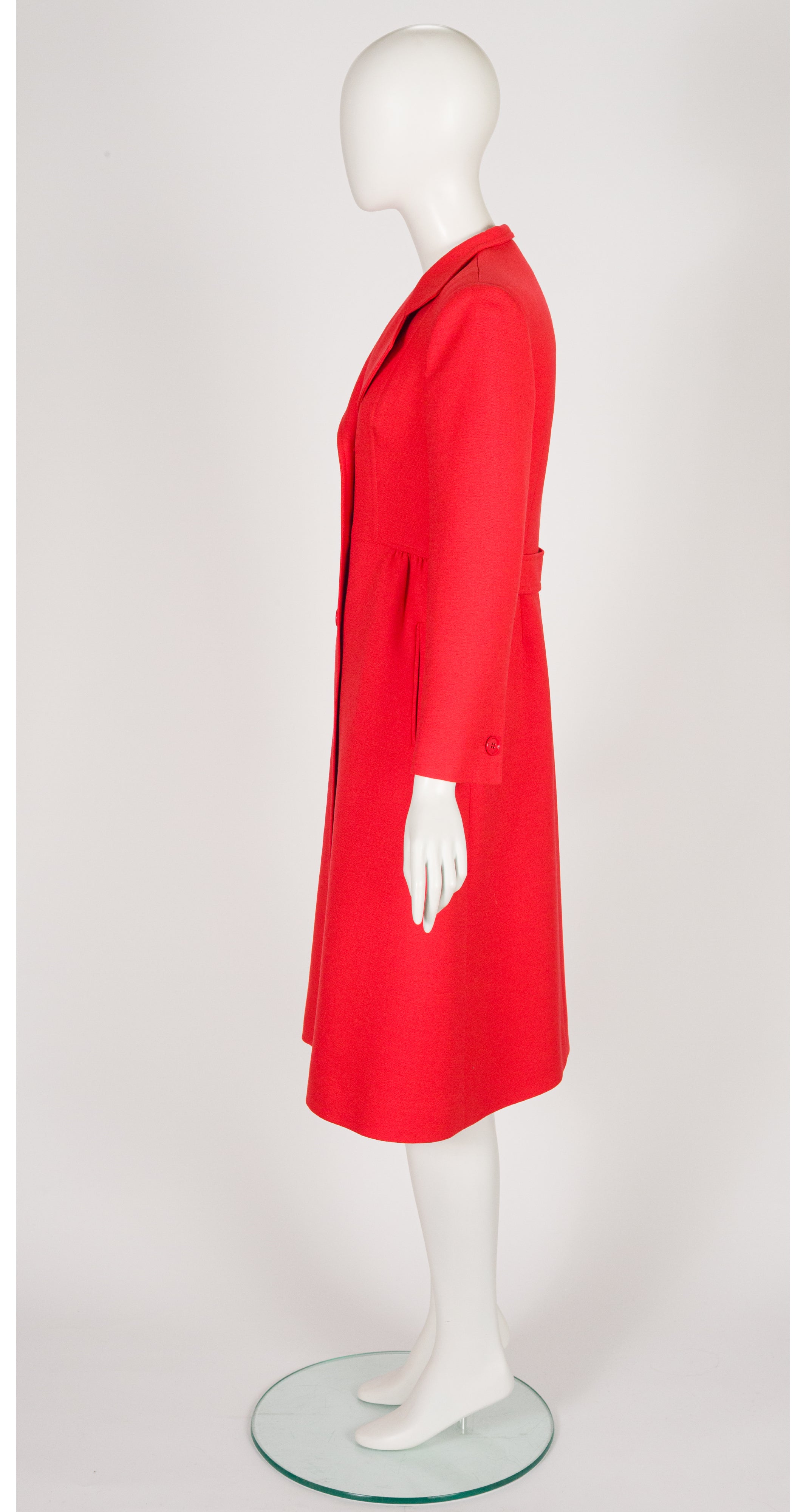 1970s Vermilion Red Wool Double-Breasted Coat