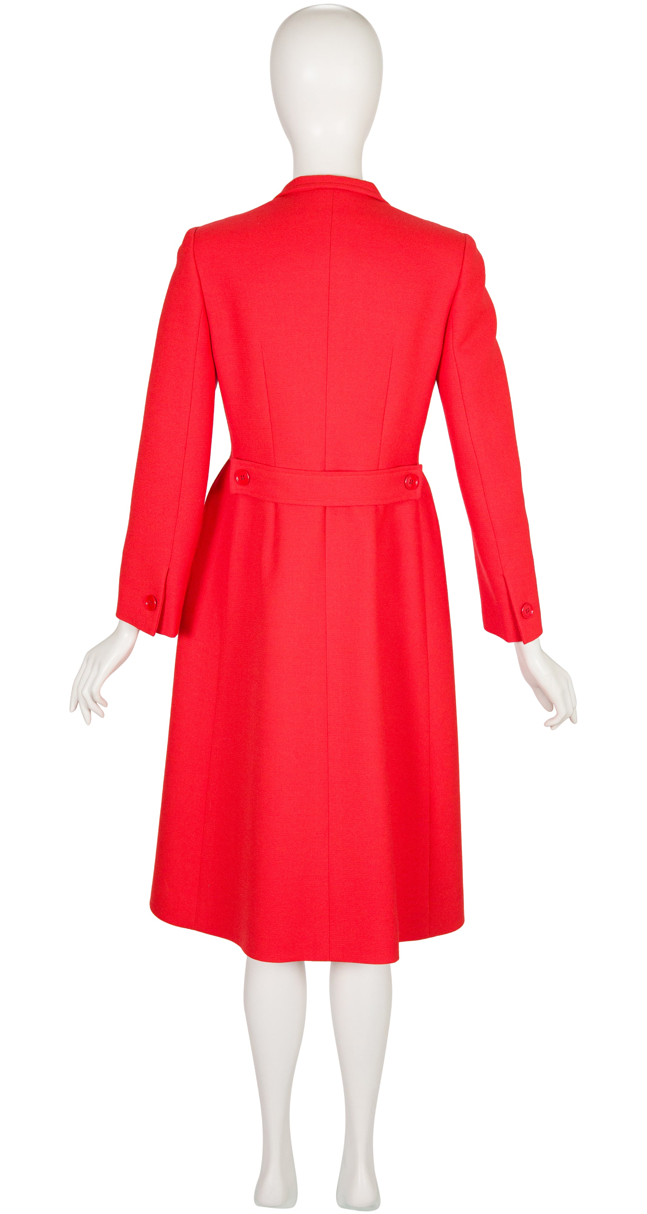1970s Vermilion Red Wool Double-Breasted Coat