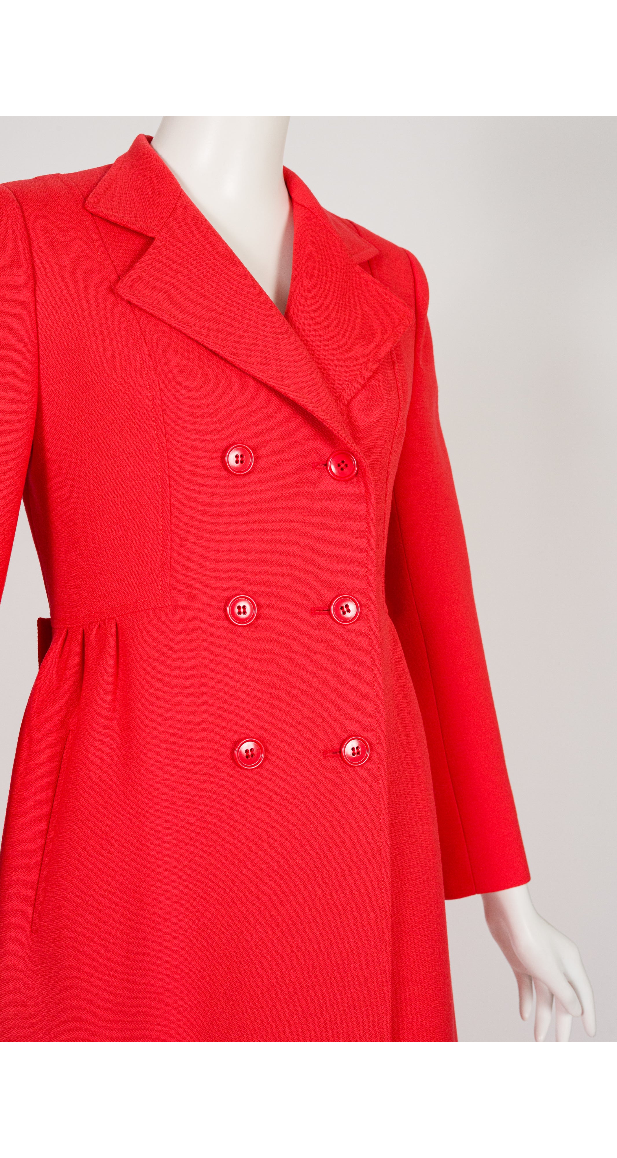 1970s Vermilion Red Wool Double-Breasted Coat