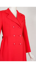 1970s Vermilion Red Wool Double-Breasted Coat