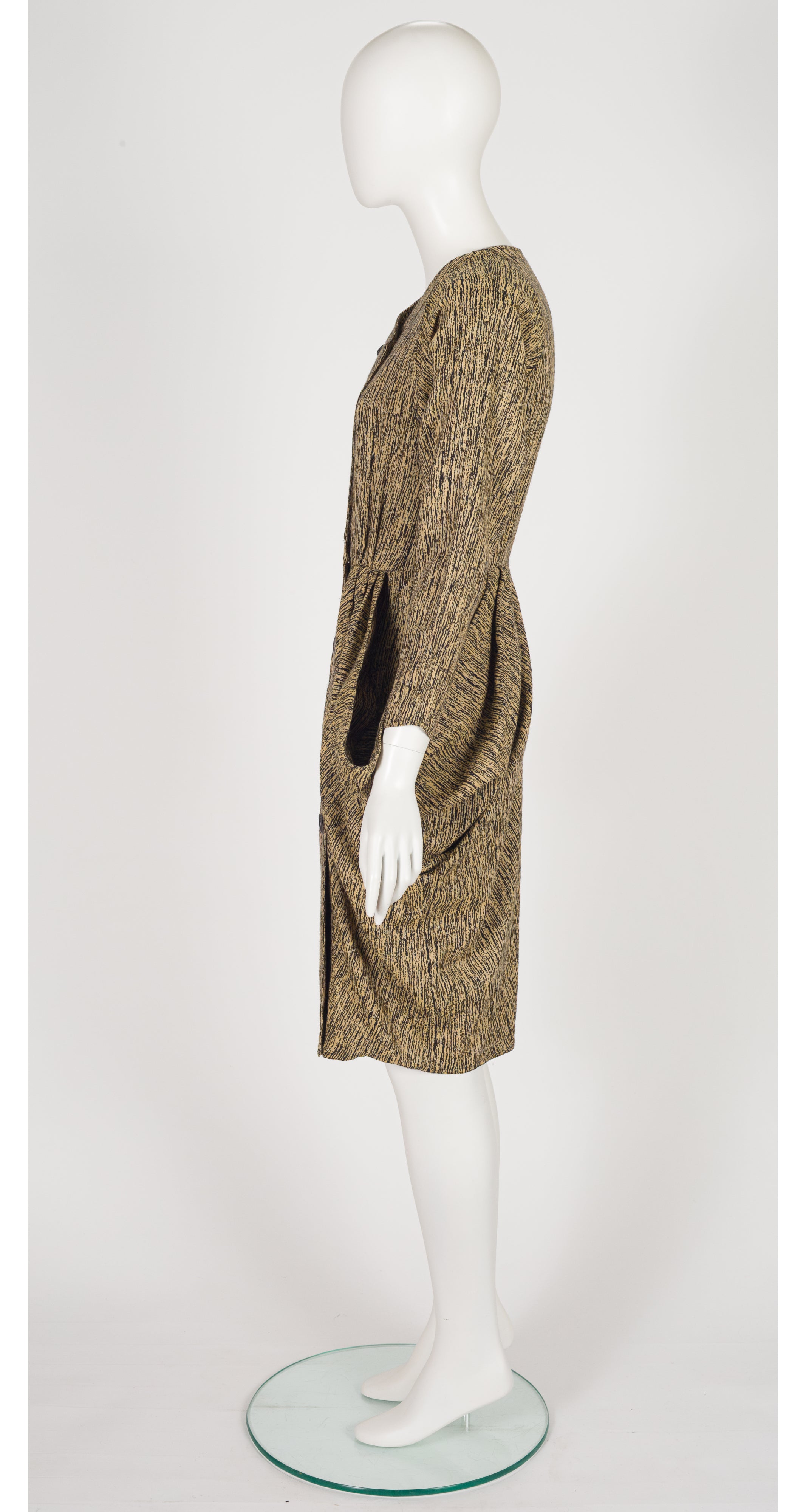 1984-85 F/W Draped Wool Double-Breasted Dress