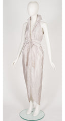 1996 S/S NWT Striped Silk Plunge Neck Dress