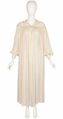 1930s 3D Floral Lace Cream Silk Chiffon Peignoir