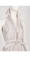 1996 S/S NWT Striped Silk Plunge Neck Dress