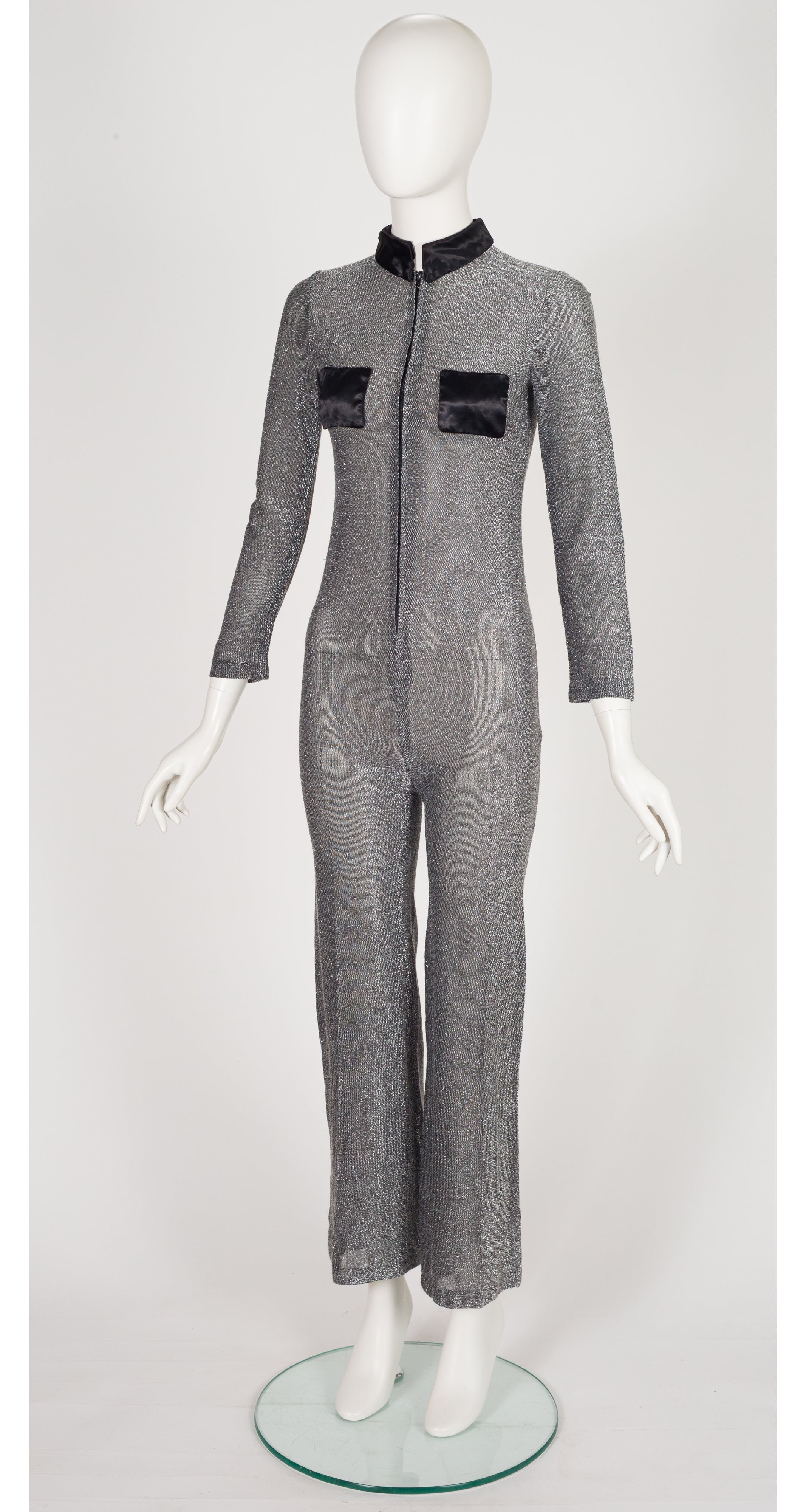 1960s Space Age Silver Zip-Up Jumpsuit