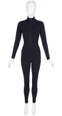 1990s Black Cotton Jersey Long Sleeve Catsuit