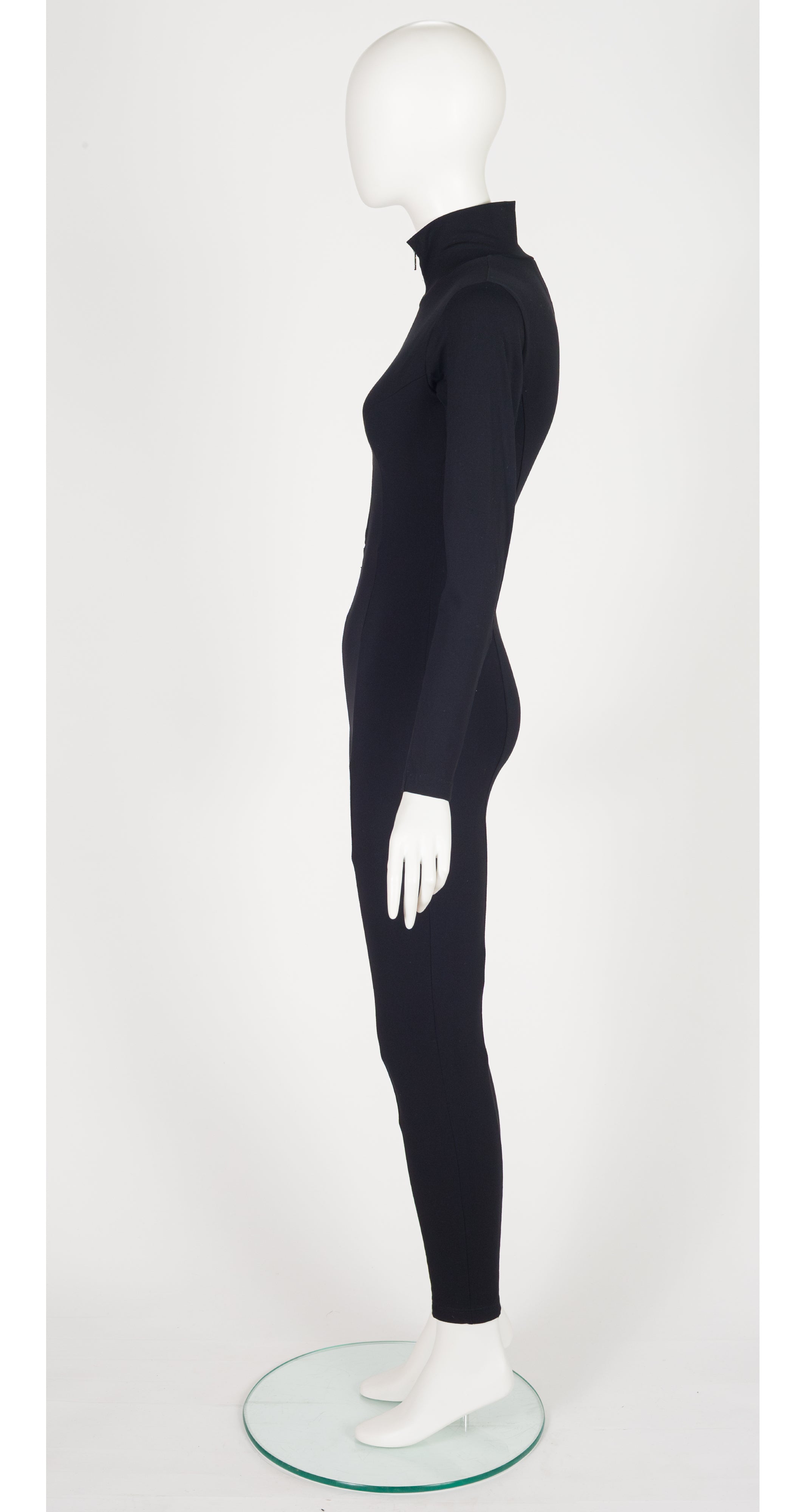 Norma Kamali 1990s Black Cotton Jersey Long Sleeve Catsuit