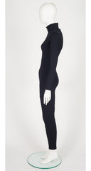 1990s Black Cotton Jersey Long Sleeve Catsuit