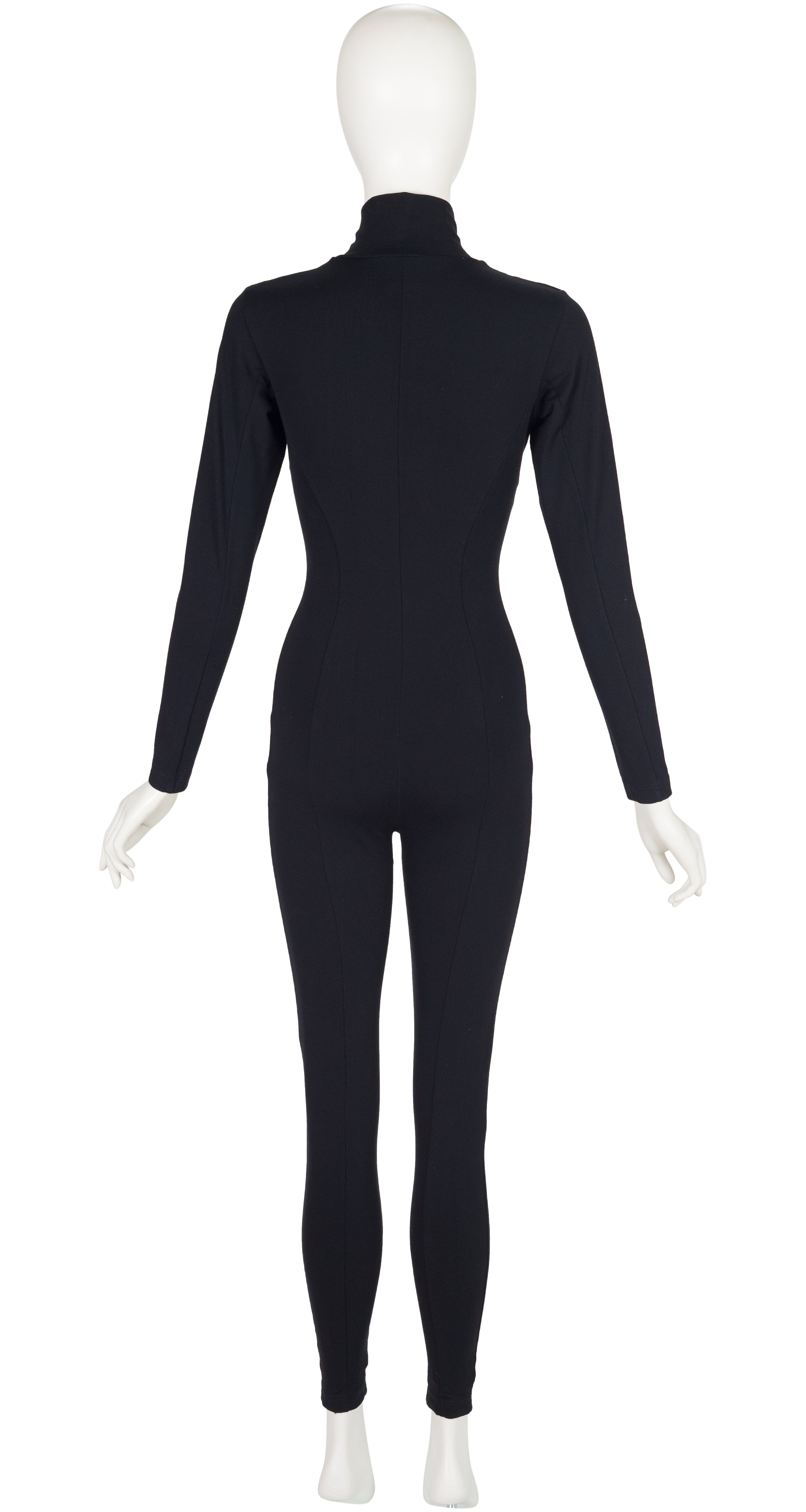 Norma Kamali 1990s Black Cotton Jersey Long Sleeve Catsuit