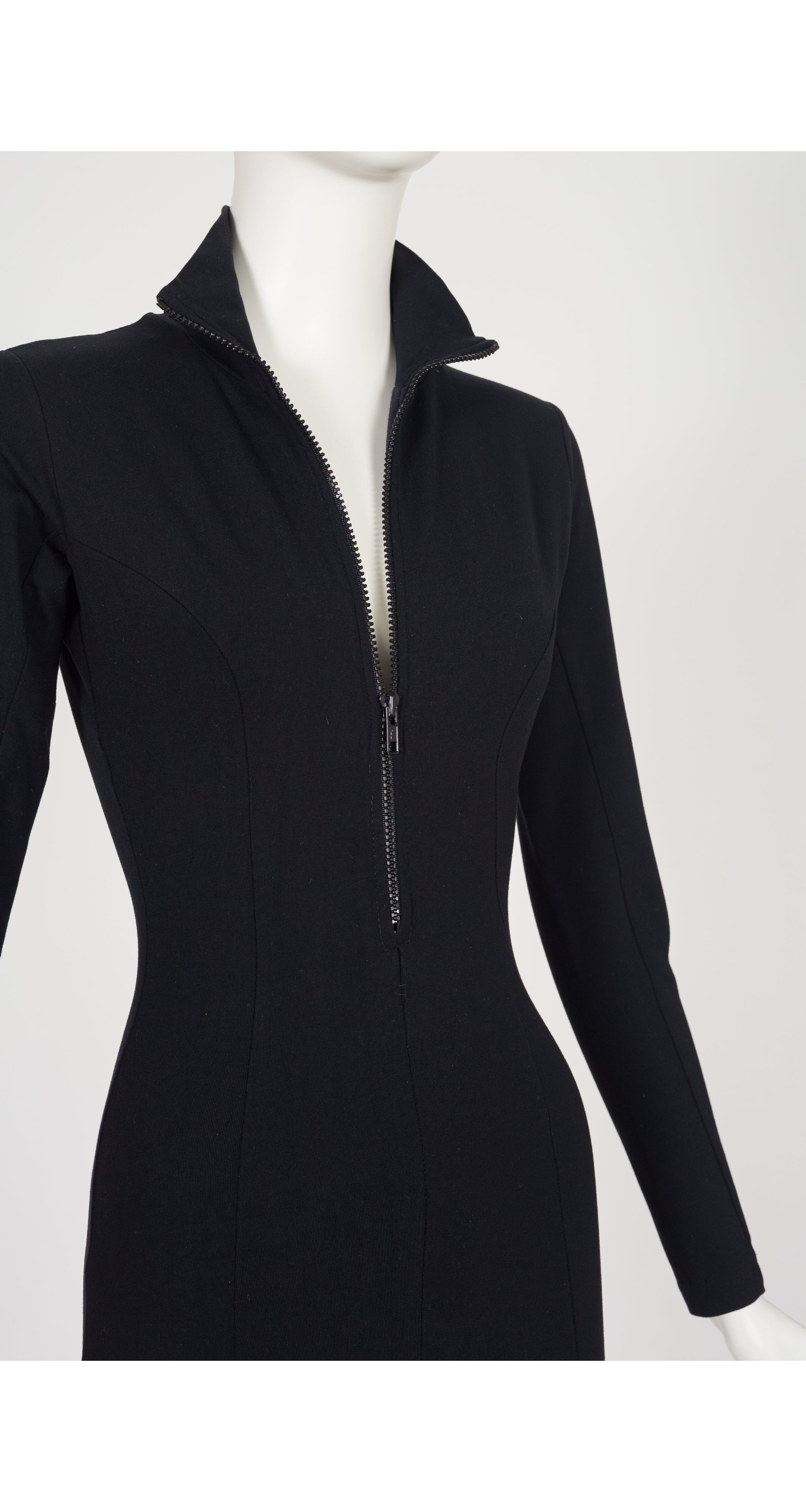 【ルミロンページ】 Norma Kamali 1990s Black Cotton Jersey Long Sleeve Catsuit
