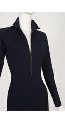 1990s Black Cotton Jersey Long Sleeve Catsuit