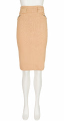 1985 S/S Beige Cotton Knit Bodycon Zip Skirt