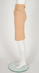 1985 S/S Beige Cotton Knit Bodycon Zip Skirt