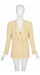 1993 S/S Butter Yellow Silk Layered Shawl Collar Blazer